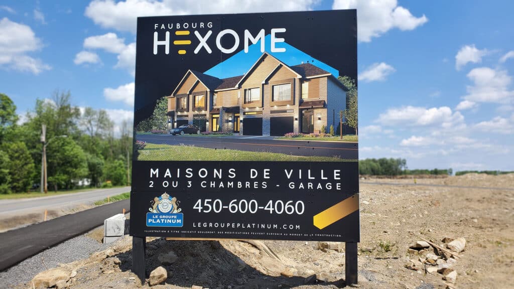 Enseigne nouveau projet Faubourg Hexome Mirabel